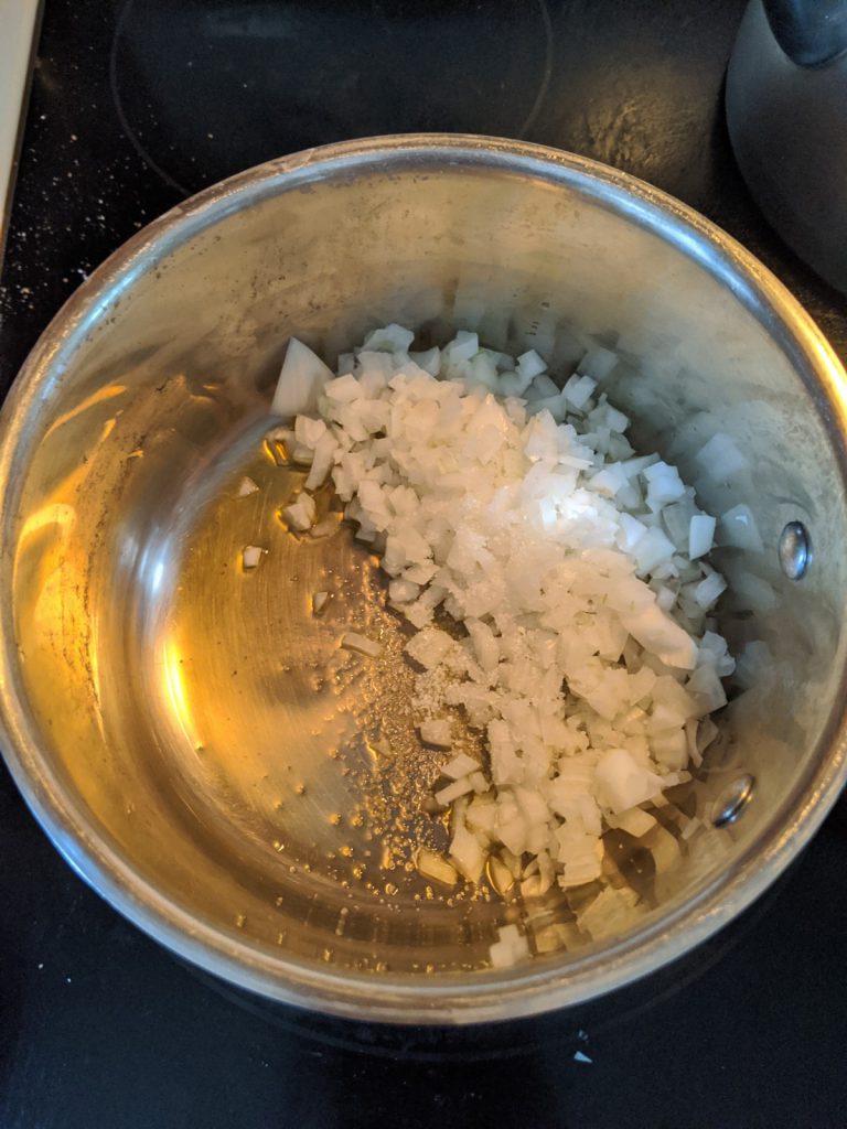 onions cooking in oil