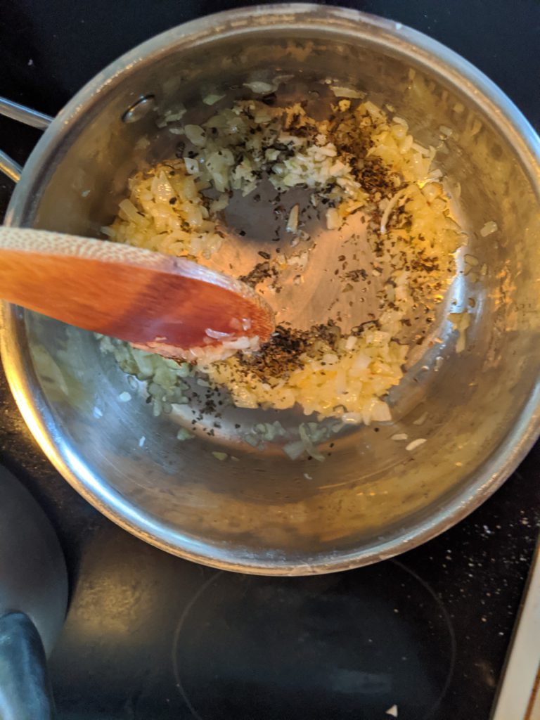 onions and garlic and herbs