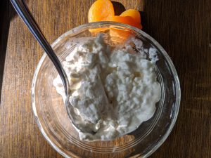 cottage cheese in a dish