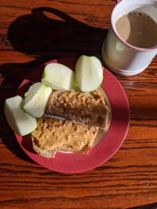 peanut butter toast and apples