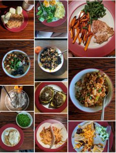 a mosaic of protein dishes