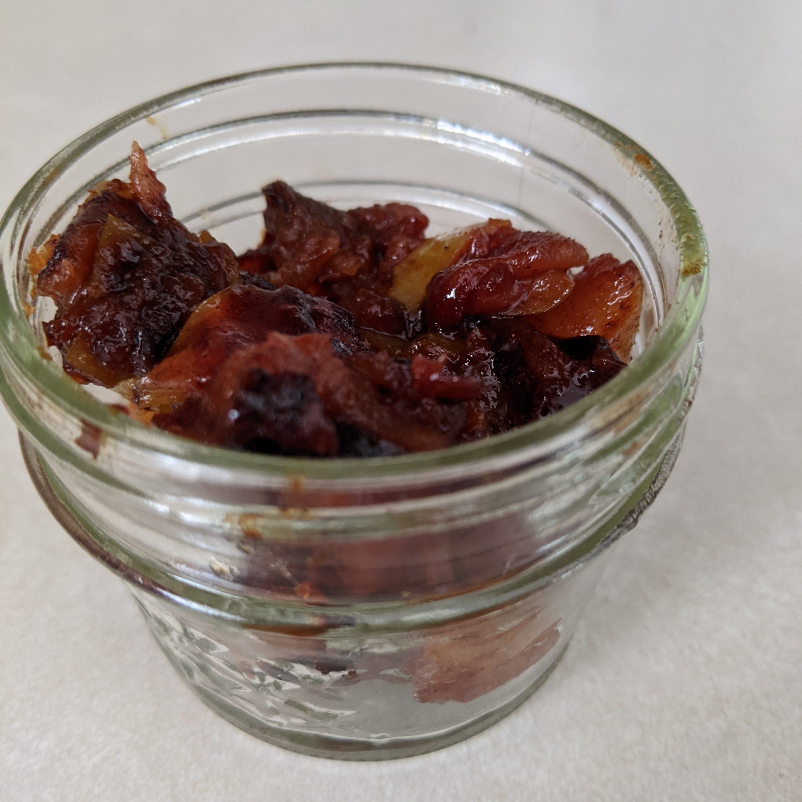 Carmelized cooked apples in a jar